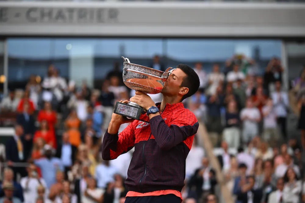 Novak Djokovic wins the French Open men's singles, securing his 23rd Grand Slam title