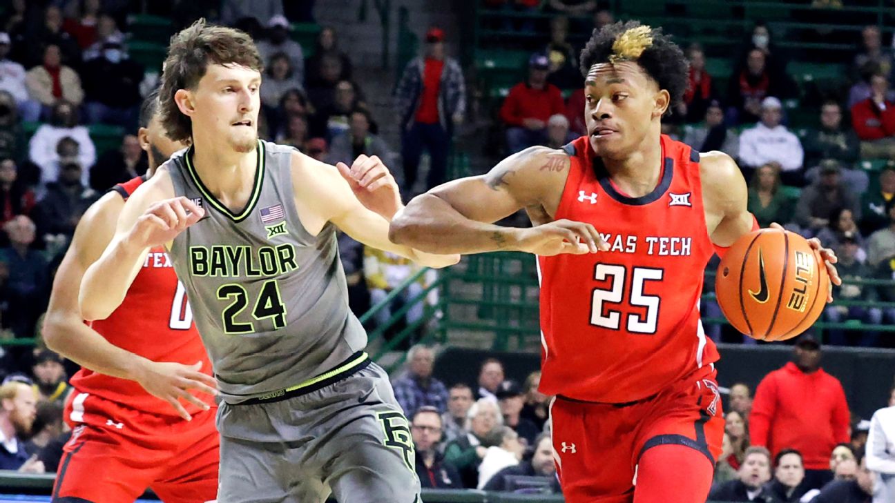 No. 1 Baylor, last unbeaten team in Division I men's basketball, falls to Texas Tech
