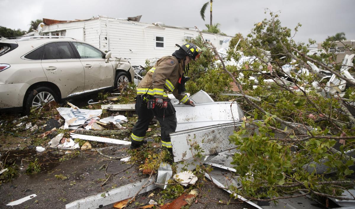 Tornado destroys 31 mobile homes in Fort Myers; storms clearing in southeastern Florida